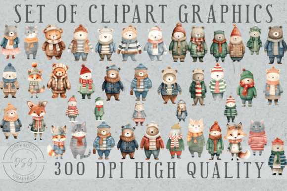 A Designer's Review: 38 Watercolor Winter Animal Graphics