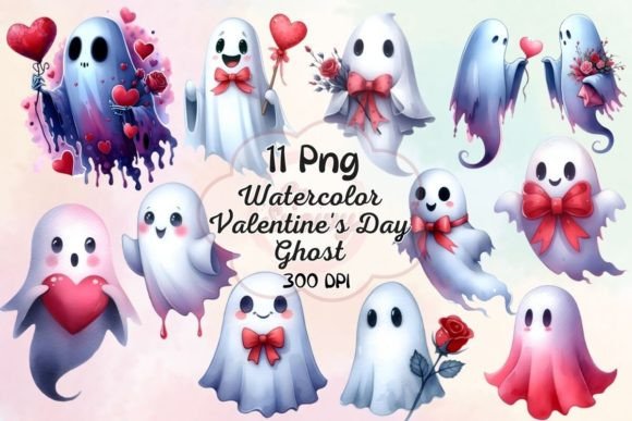 A Ghostly Valentine Clipart for Local Brand Graphics