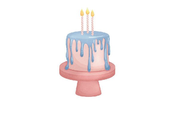 A Watercolor Birthday Cake Design for Crafts