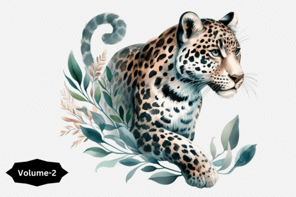 Boho Watercolor Leopard Clipart for Print & Digital Products