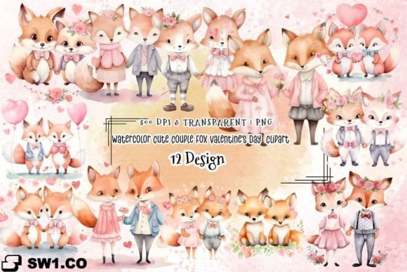 Cute Fox Valentine Graphics for Crafters and Creators