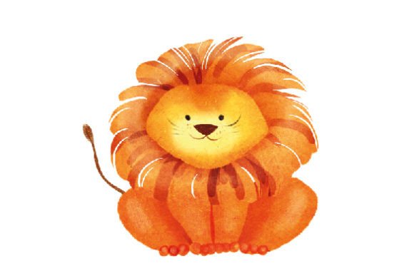 Cute Little Lion Watercolor for Animal Crafts