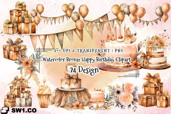 Evaluating Watercolor Bronze Birthday Graphics for Online Sales