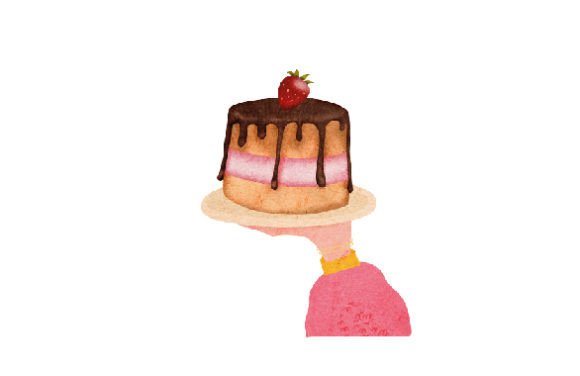 Hand Holding a Birthday Cake: A Versatile Watercolor Crafts Asset