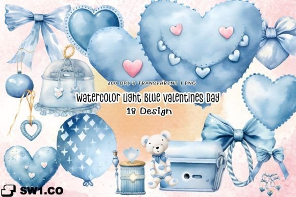 Reviewing the Watercolor Light Blue Valentine Graphics