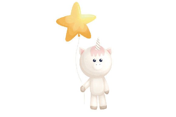 Unicorn Holding a Balloon: A Sweet Birthday Crafts Asset
