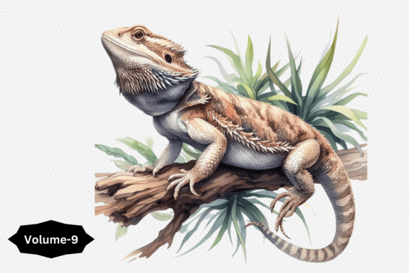 Watercolor Bearded Dragon Clipart for Brand Identity & Packaging