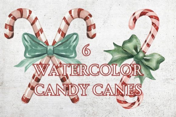 Watercolor Candy Canes Clip Art Graphics for Your Holiday Editorial Projects