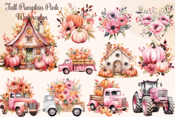 Watercolor Pumpkin Graphics for Seasonal Crafting