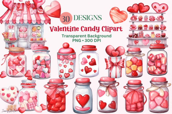 Watercolor Valentine Candy Graphics for Sellable Illustrations