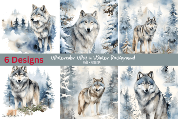 Watercolor Wolf Graphics for Illustrations in Winter Campaigns